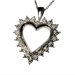 Marsala Sterling Silver Heart Pendant Necklace With Clear Gemstones